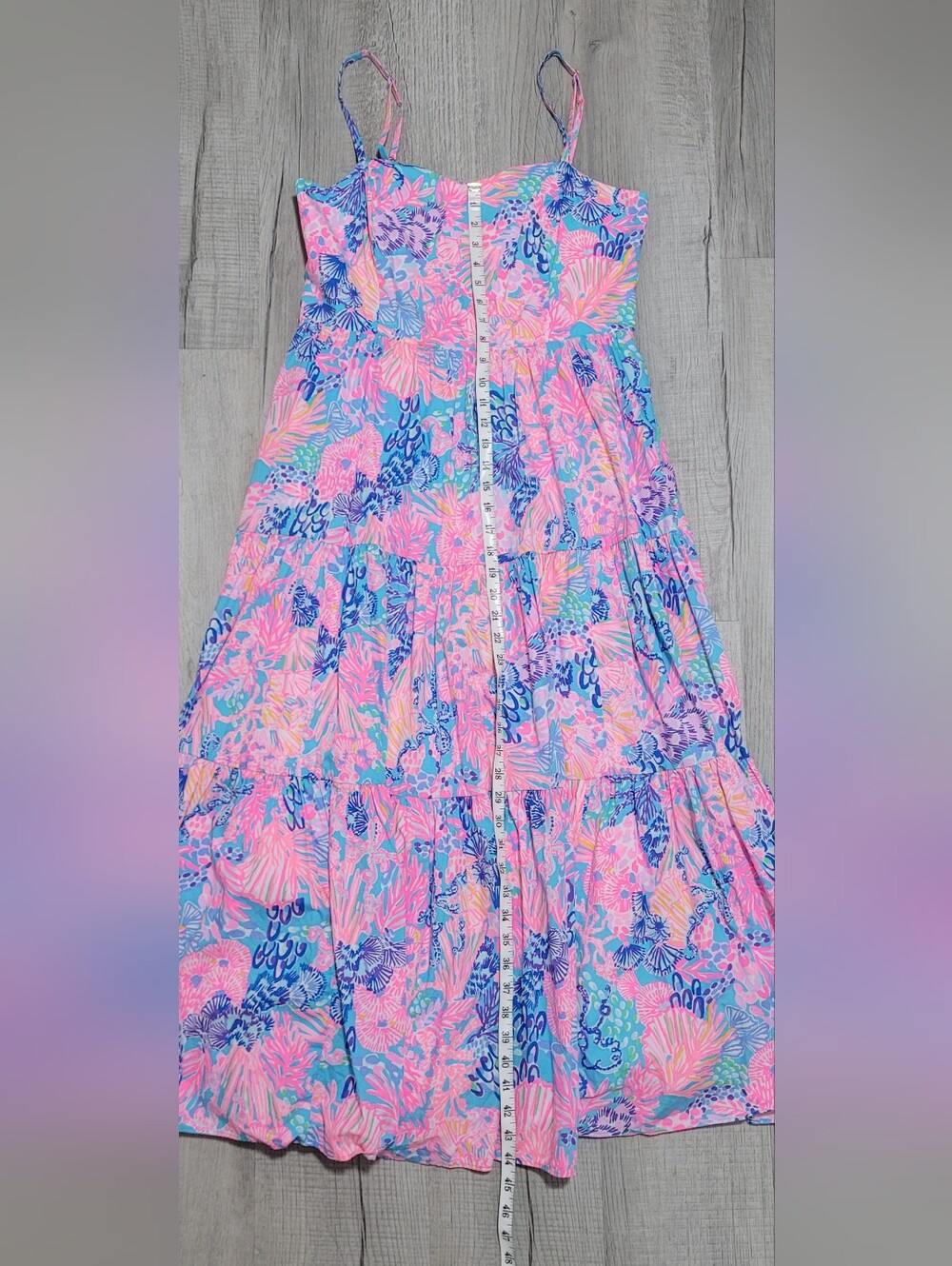 Lilly Pulitzer Edith Maxi Dress Splendor in the Sand Pink Blue Size 8 EUC - Picture 13 of 15